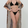 3 Pieces Halter Bikini Zebra Print Swimsuit With Kimono Swimming Suit