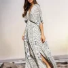 Casual Printed Beach Style With Side High Slit Beach Style Maxi Dress - Image 2