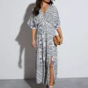Casual Printed Beach Style With Side High Slit Beach Style Maxi Dress - Image 3