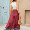 Bohemian Ruffles Plaid Printed Long High Waist Loose Skirt - Image 3