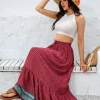 Bohemian Ruffles Plaid Printed Long High Waist Loose Skirt - Image 2