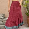Bohemian Ruffles Plaid Printed Long High Waist Loose Skirt - Image 6