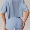 Knitted Short Sleeve Smock Loose Outdoor Yoga T-shirt - Image 6