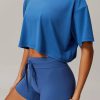 Knitted Short Sleeve Smock Loose Outdoor Yoga T-shirt - Image 2