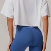 Knitted Short Sleeve Smock Loose Outdoor Yoga T-shirt - Image 12