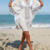 Elegant Fashion Solid Batwing Sleeves V-neck Cover Up For Beachwear - Image 2