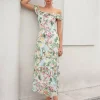 Elegant Floral Design Print Sleeveless With Layered Long Maxi Dress - Image 4
