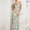 Elegant Floral Design Print Sleeveless With Layered Long Maxi Dress - Image 3