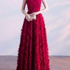 Elegant Halter A-Line Prom Sleeveless Feather Maxi Dresses - Image 8