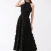 Elegant Halter A-Line Prom Sleeveless Feather Maxi Dresses - Image 4
