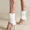 Elegant Transparent Open Toe Lace Up Gladiator High Heel - Image 7
