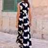 Elegant Jewel Printed Sleeveless High Waist And Belt Jumpsuit - Image 2