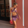 One Shoulder Swimsuit Swimwear Diamond Bikini Push Up Bathing suit With Mini Skirt