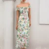 Elegant Floral Design Print Sleeveless With Layered Long Maxi Dress - Image 2