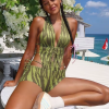 Zebra Print Deep V-Neck Backless Bandage Swimsuit  Shorts Matching Beach 2 Piece Set - Image 7