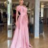 Elegant Pleat Ruched A-line Modern Style Strapless Bespoke Long Maxi Dresses - Image 4