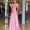 Elegant Pleat Ruched A-line Modern Style Strapless Bespoke Long Maxi Dresses - Image 3