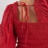 Bohemian Polka Dot Shirred With Half Sleeves Pleated Ruffles Maxi Dress - Image 5
