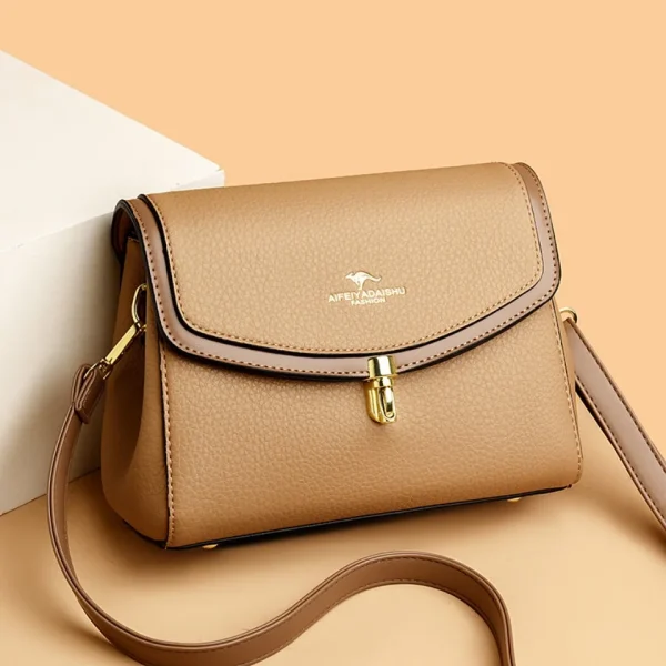 Casual 2 Strap Shoulder High Quality PU Leather Crossbody Bag - Image 4