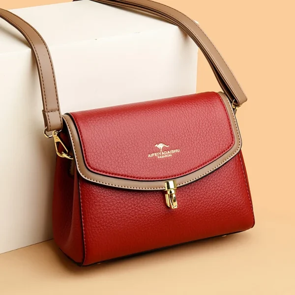 Casual 2 Strap Shoulder High Quality PU Leather Crossbody Bag - Image 8
