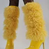 Casual Faux Fur Pointed Toe Cloth Wrapped Knee High Boots - Image 6
