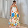 Casual Flower Print Long Backless A-line Beach Style Loose Maxi Dress - Image 5