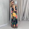 Casual Flower Print Long Backless A-line Beach Style Loose Maxi Dress - Image 2