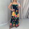Casual Flower Print Long Backless A-line Beach Style Loose Maxi Dress - Image 3