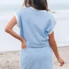 Casual Jewel Neck Short Sleeves Top And Mini Skirt Two Piece Set - Image 3