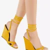 Casual Open Toe Lace Up Polyurethane Suede Wedge Sandals