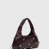 Casual Rivet Soft PU Leather Designer Hobos Half Moon Underarm Bags - Image 9