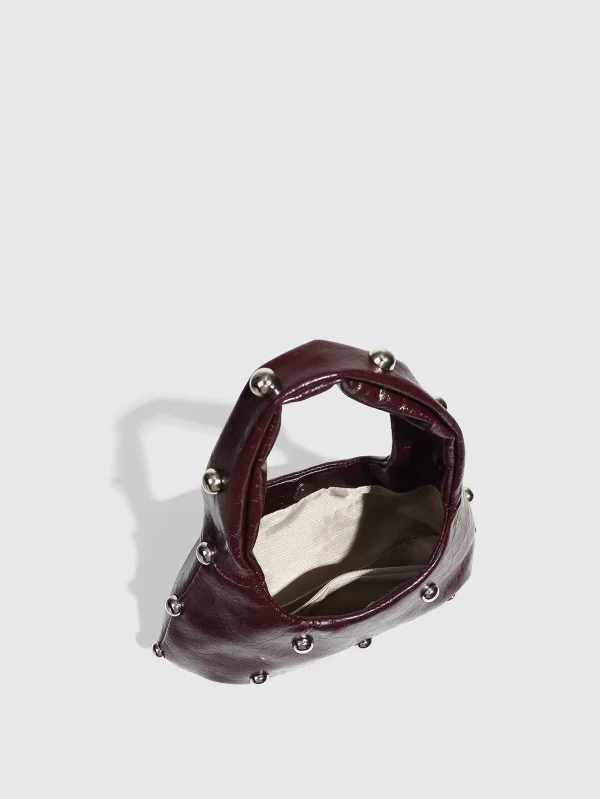 Casual Rivet Soft PU Leather Designer Hobos Half Moon Underarm Bags - Image 10