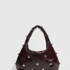 Casual Rivet Soft PU Leather Designer Hobos Half Moon Underarm Bags - Image 8