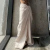 Casual Shirring Loose Fit Zipper Fly Folds Non Stretch Straight Pants - Image 5