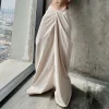 Casual Shirring Loose Fit Zipper Fly Folds Non Stretch Straight Pants - Image 2