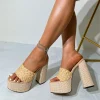 Casual Street Style Weave Fashion Platform Open Toe High Heels - Image 2