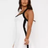 Casual U-neck Backless Contrast Color Halter Street Wear Mini Dress - Image 3