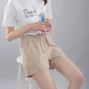 Casual Wide Leg Drawstring Cotton Elastic Waist Biker Shorts - Image 7