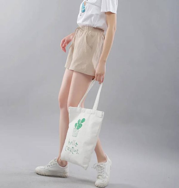 Casual Wide Leg Drawstring Cotton Elastic Waist Biker Shorts - Image 5