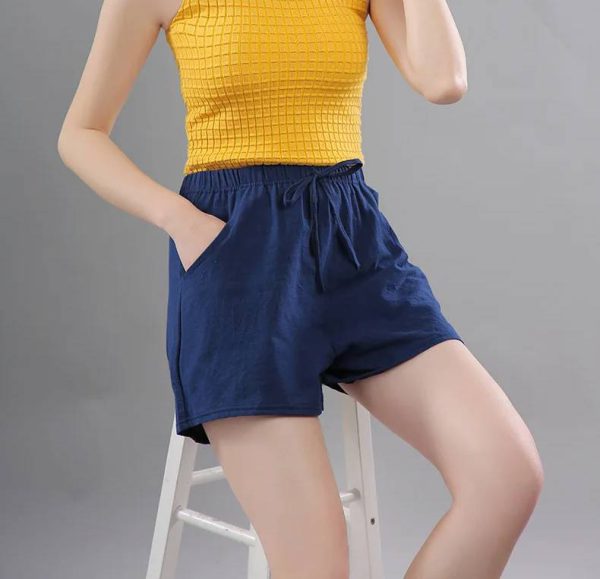 Casual Wide Leg Drawstring Cotton Elastic Waist Biker Shorts - Image 10