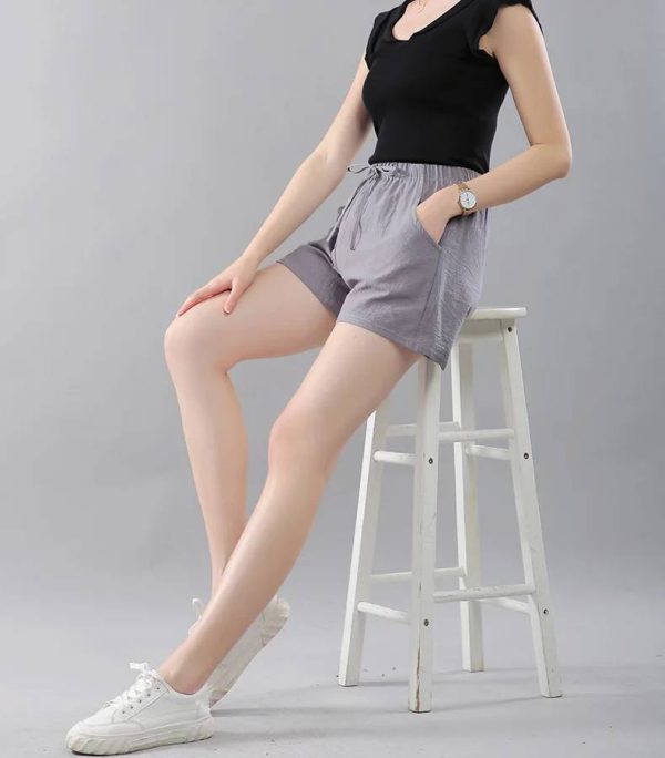 Casual Wide Leg Drawstring Cotton Elastic Waist Biker Shorts - Image 8