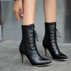 Casual Zipper Short Plush Cross-Tied PU Leather Boots