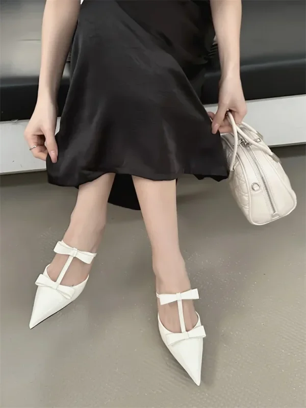 Elegant Butterfly-Knot Patent Leather Pointed Toe Fashion Thin High Heels - Image 6