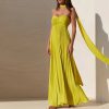 Elegant Chest Wrapping Sleeveless Strapless Ribbon Pleated Maxi Dress - Image 2