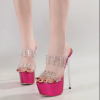 Elegant Design Rivets PVC Transparent Open Toe Super High Heels - Image 6