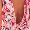 Elegant Floral Print U-neck Open Back Sleeveless Top Resort Wear - Image 5