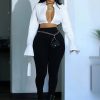 Elegant Long Sleeve Polo Neck Solid Office Lady Crop Tops