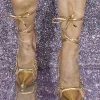 Elegant Plus Size Pointed Toe Stiletto Heel Lace Up Pumps High Heels - Image 4