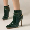 Elegant Point Waterproof Patent Leather Fashion Ankle Boots