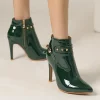 Elegant Point Waterproof Patent Leather Fashion Ankle Boots - Image 2